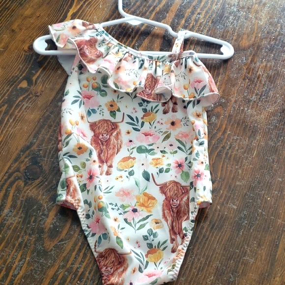 Fringed Pinapple Boutique Swim Highland Cow Infant Swimsuit Poshmark